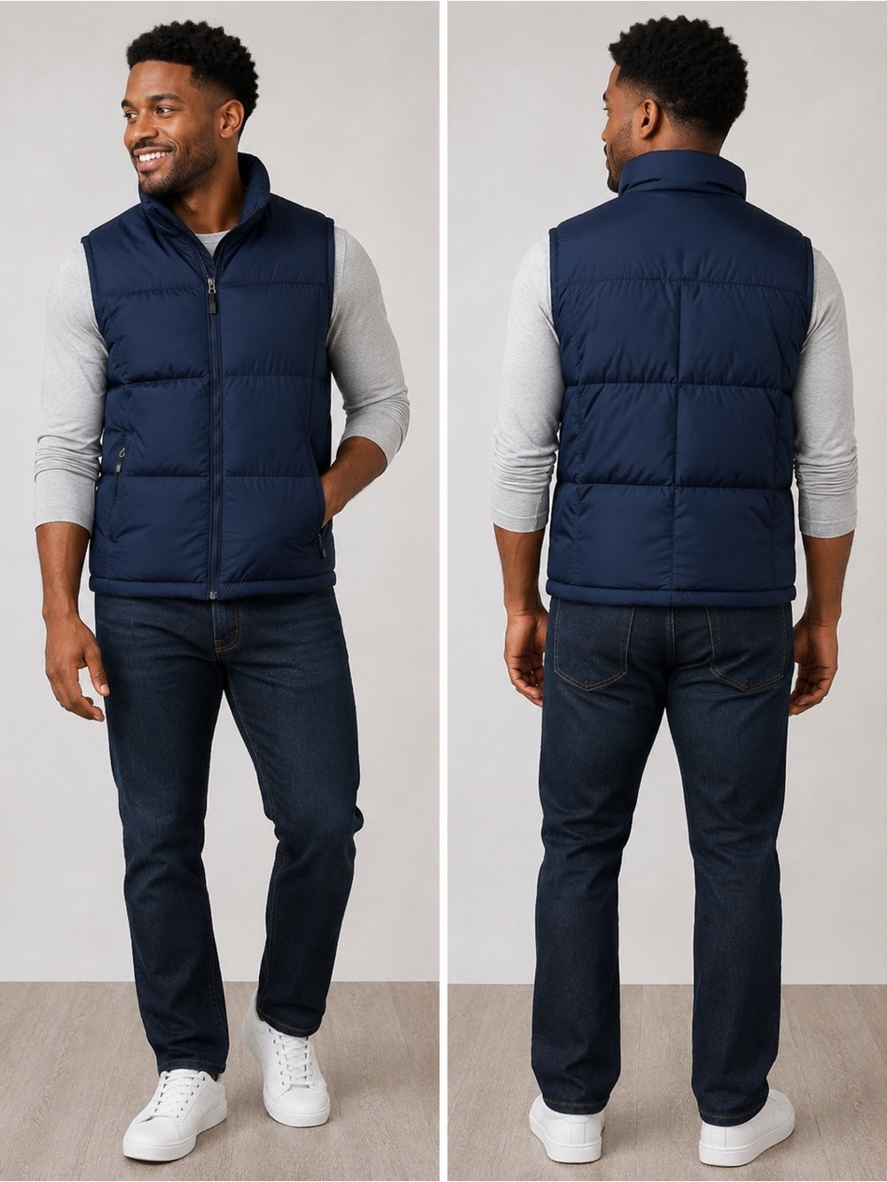Eddie Bauer Premium Goose Down Quilted Puffer Vest Full Zip Men’s sz Tall